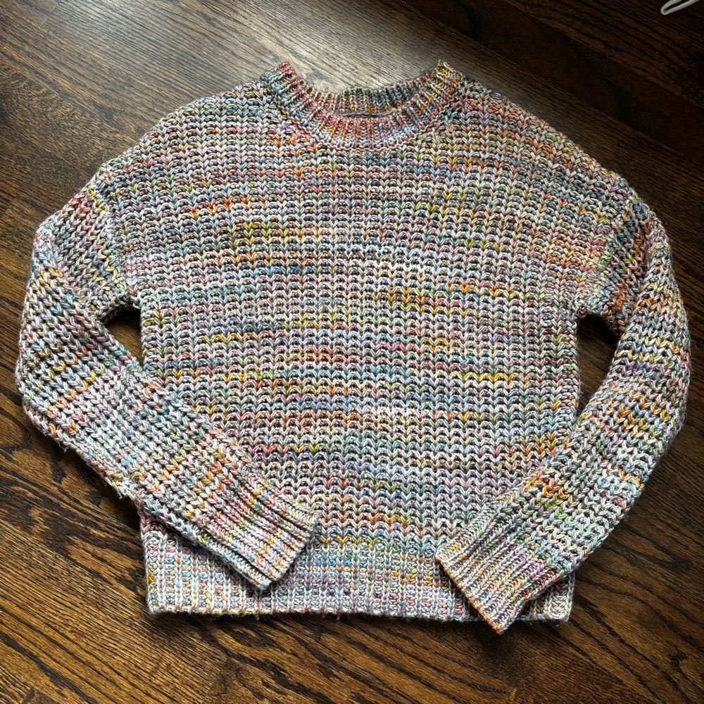 Evereve women’s multicolored crewneck knit sweater medium 73% cotton